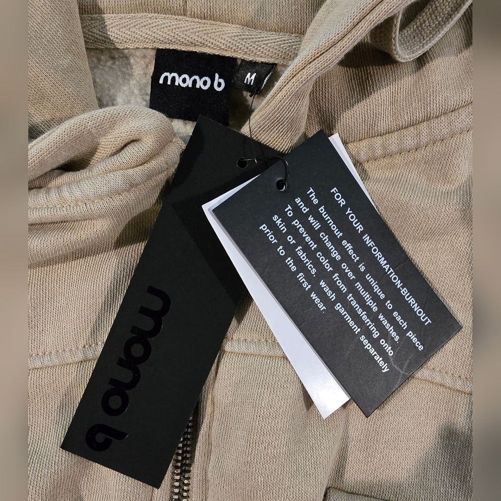 Mono B Cropped Full Zip Hooded Sweatshirt Size Medium - Picture 2 of 5